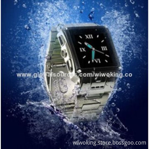 Waterproof 8m Depth Metal Watch Phone, Smartphone Design, Dimensions 60 x 48.5 x 15.5mm